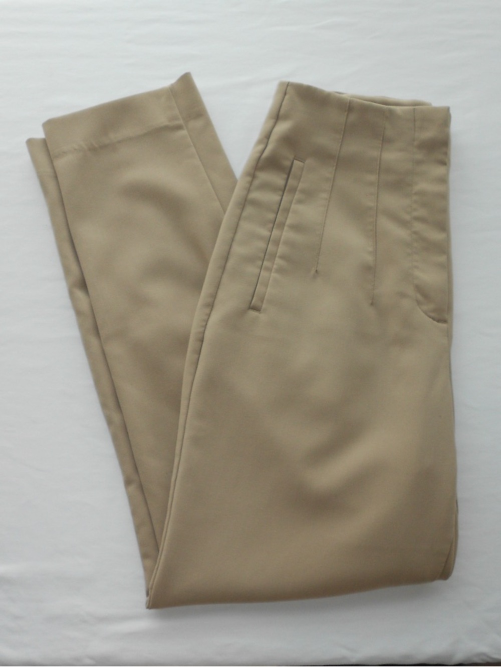 Zara Beige High-Waist Tailored Pants